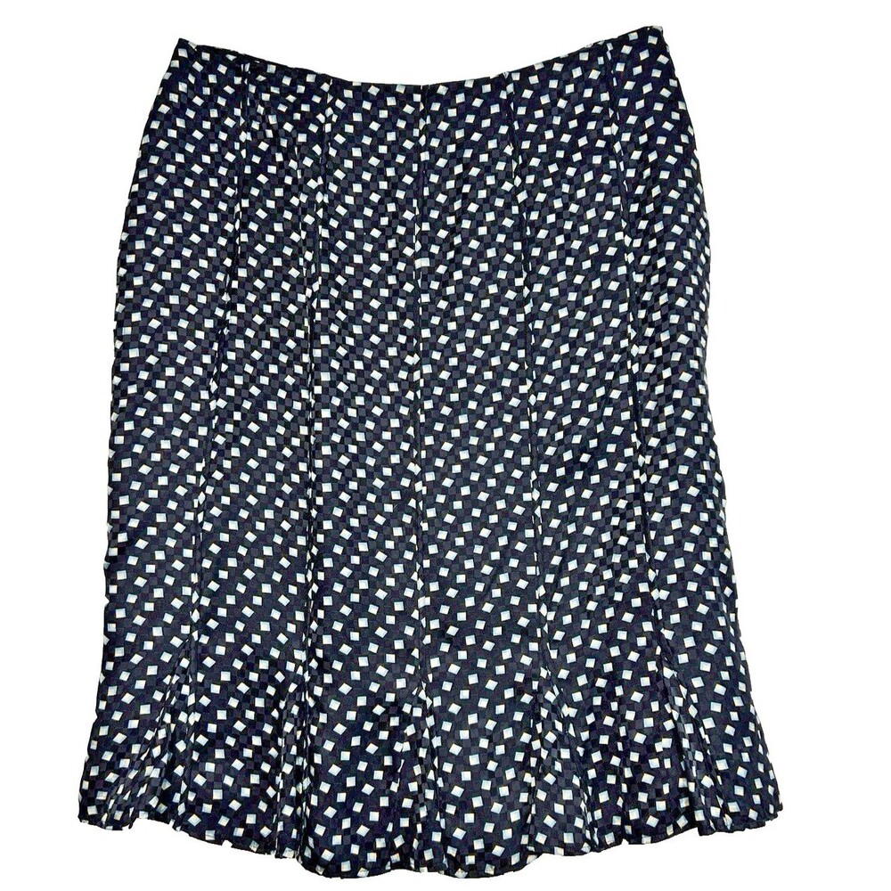Jones New York Women's 14 100% Silk Skirt Blue Pleated Flowy Zip Close NWOT